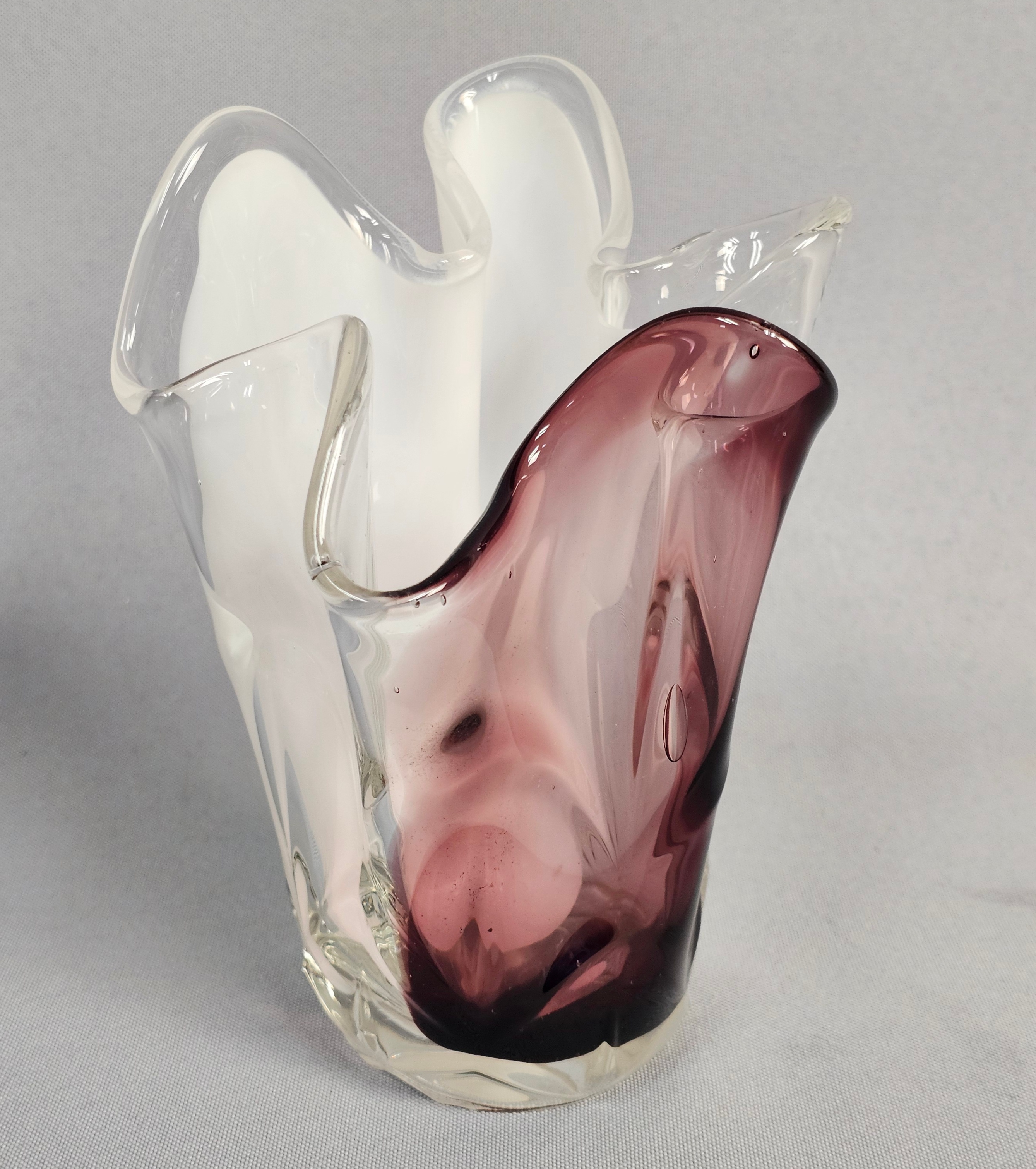 Amethyst and White Art Glass Vase