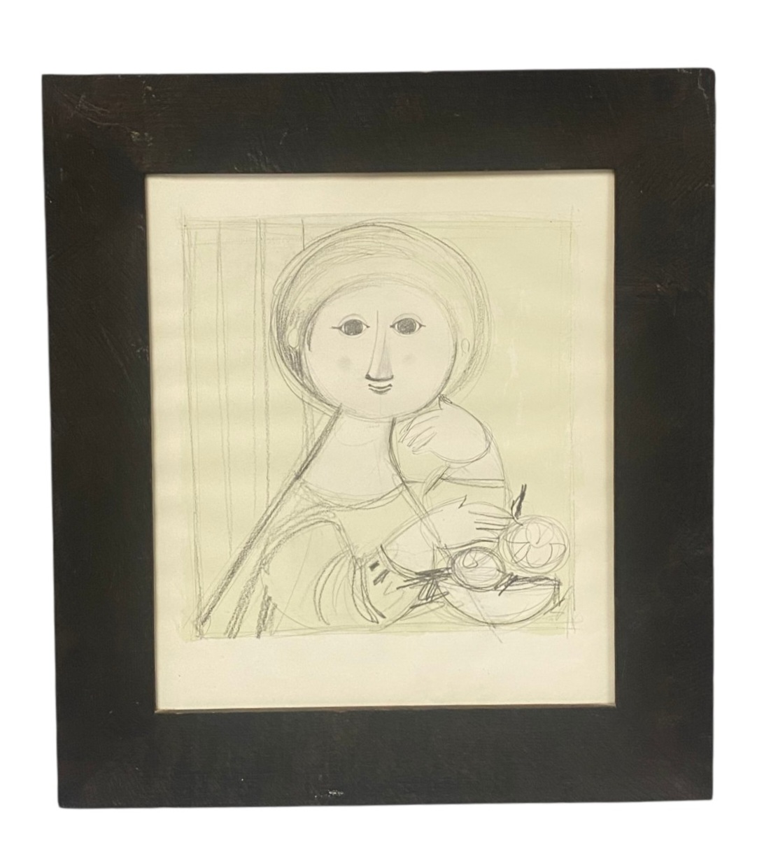 Modernist Graphite Figure with Bowl by Bjorn Wiinblad