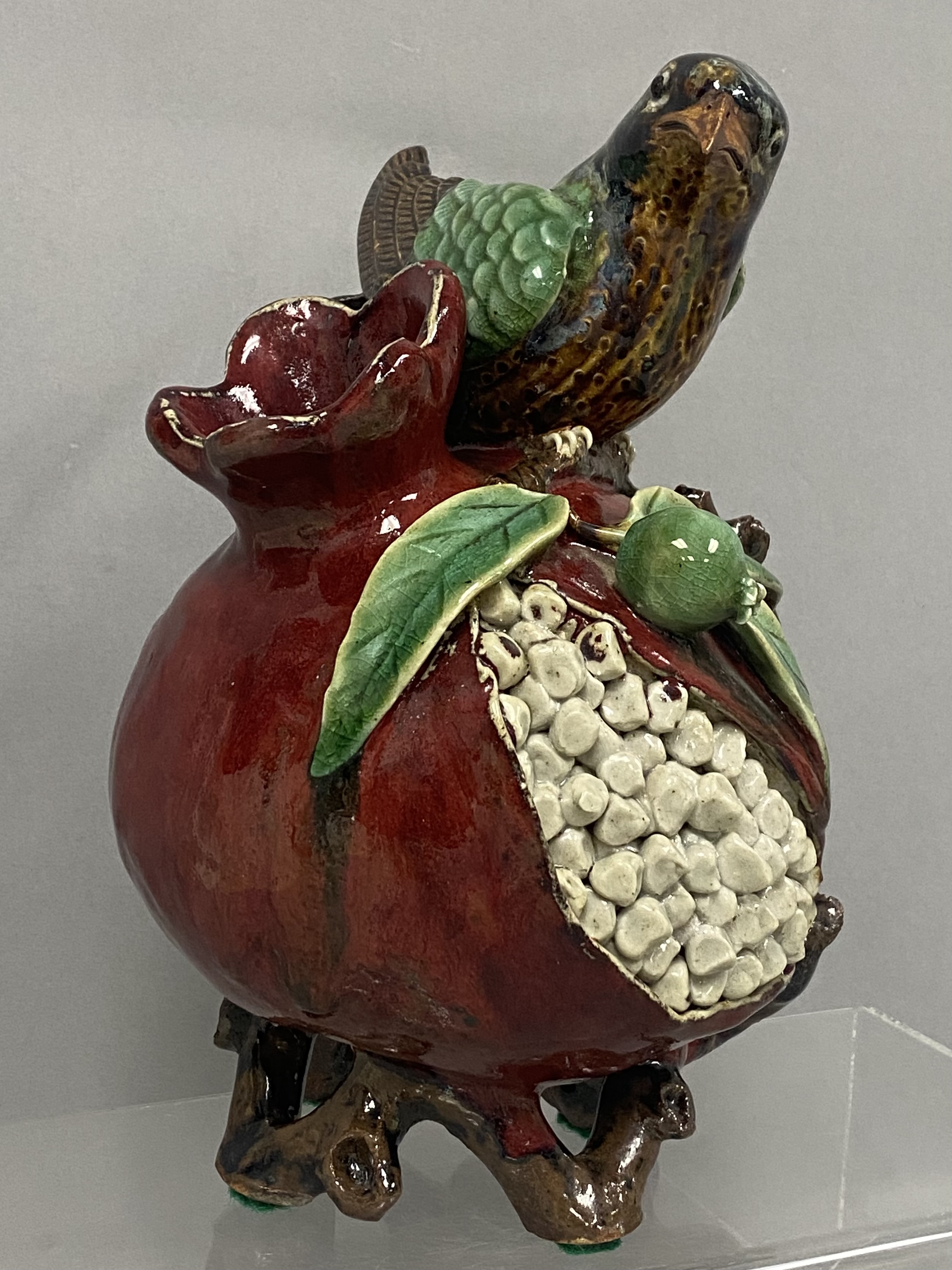 Boyuan Chinese Shiwan Ceramic Pomegranate Sculpture