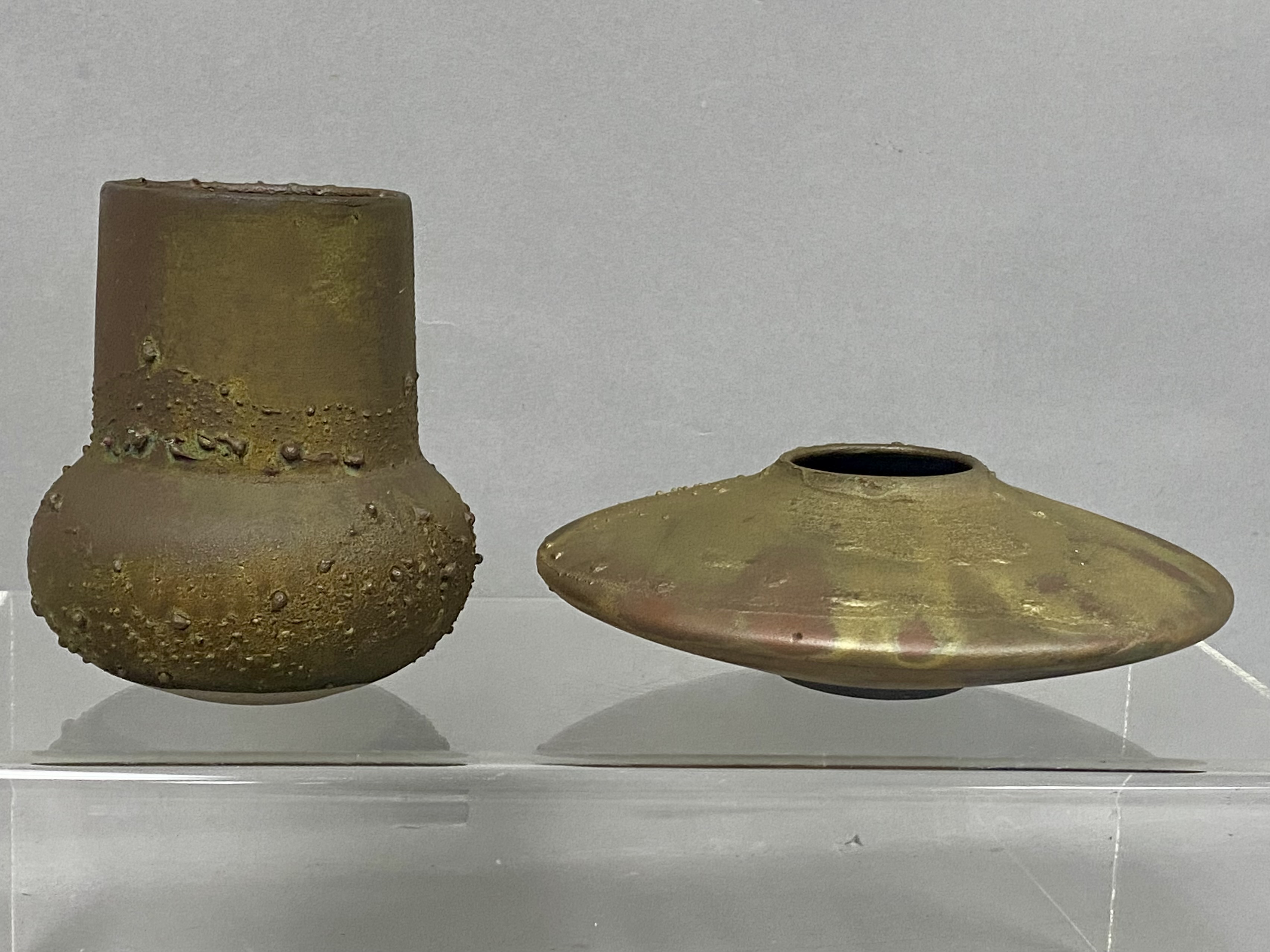 Two Baum Metallic Luster Stoneware Vessels
