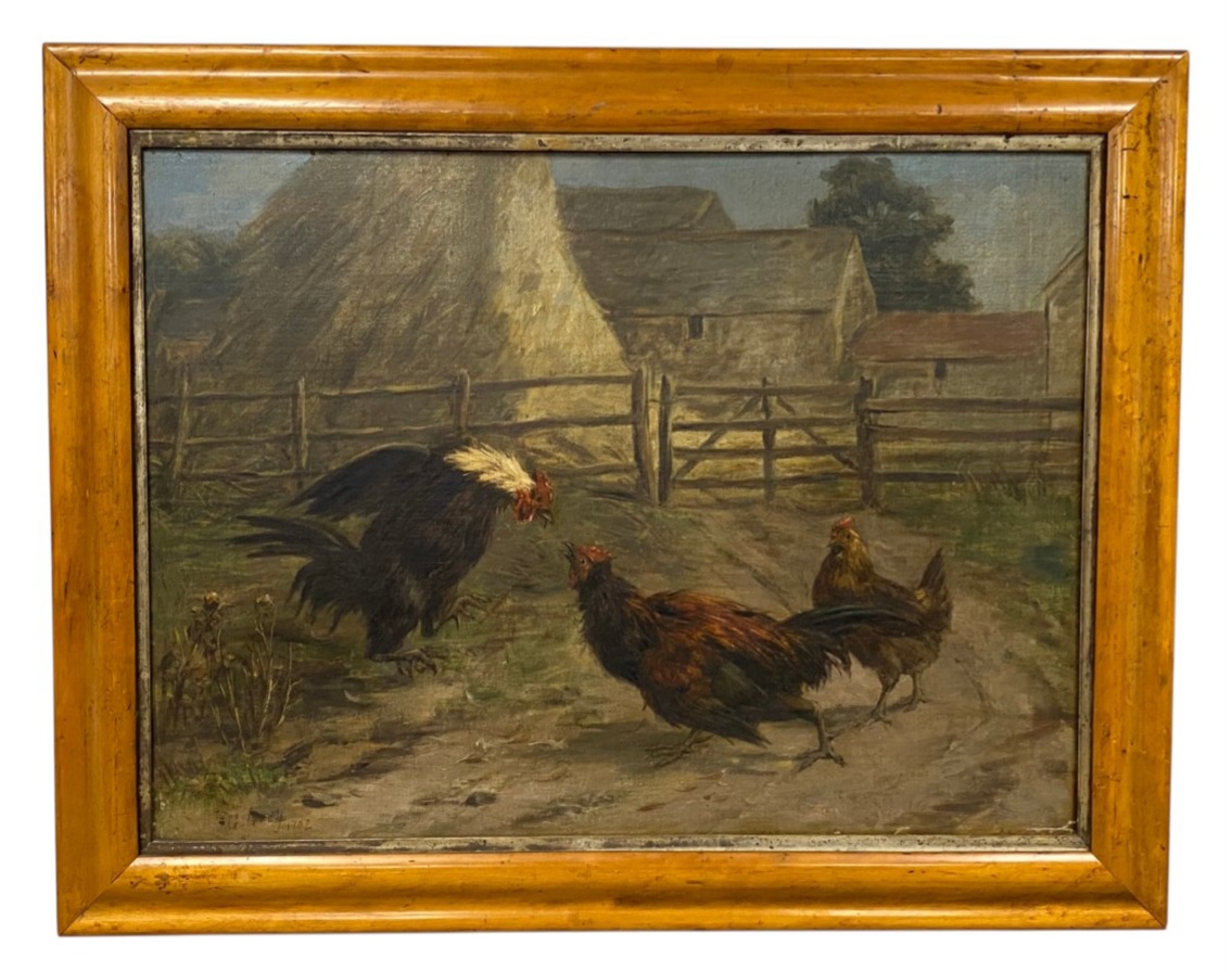 G. Grey 1902 Oil Farmyard Scene