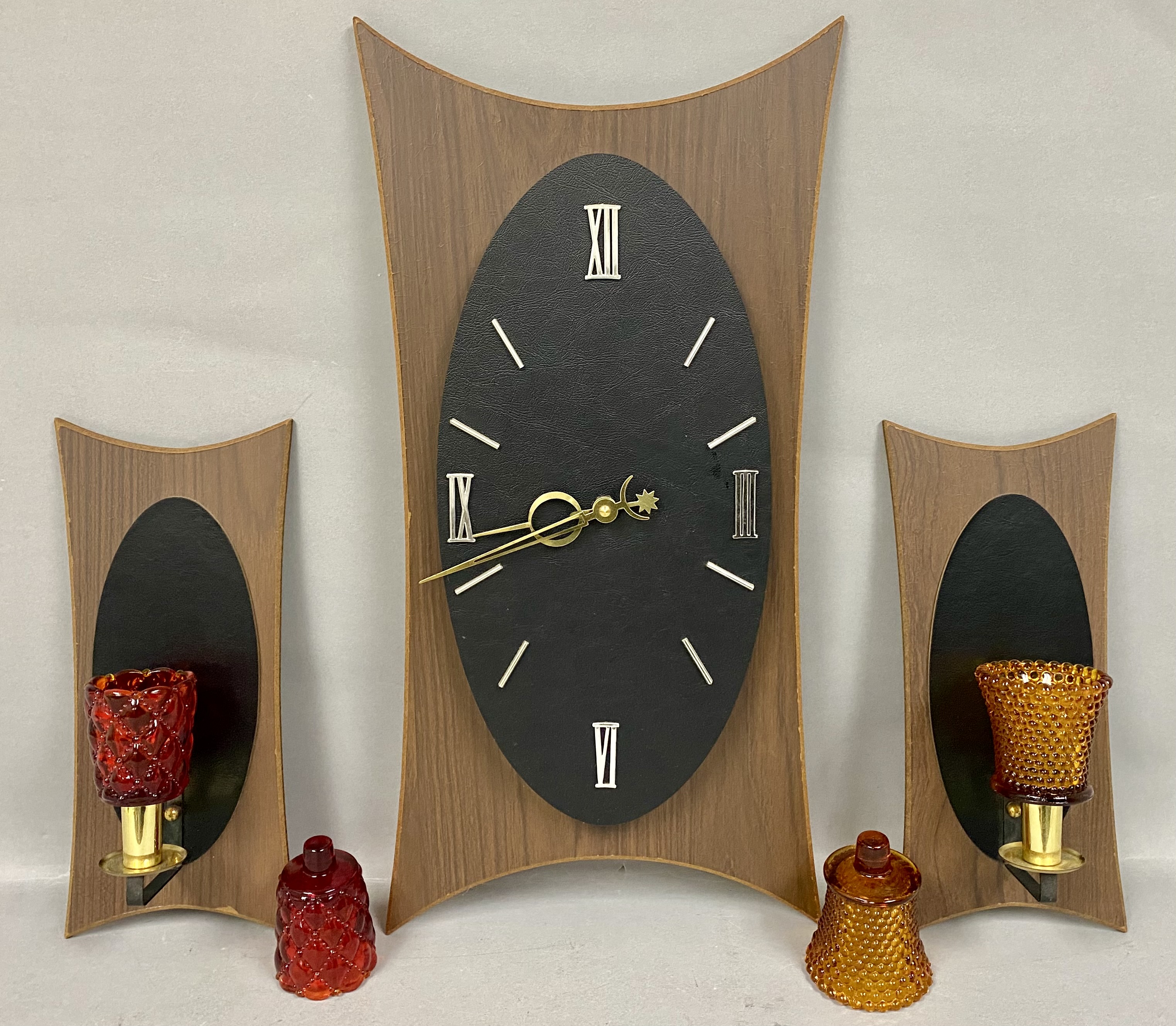 Harris & Mallow Walnut-Veneer Wall Clock Set