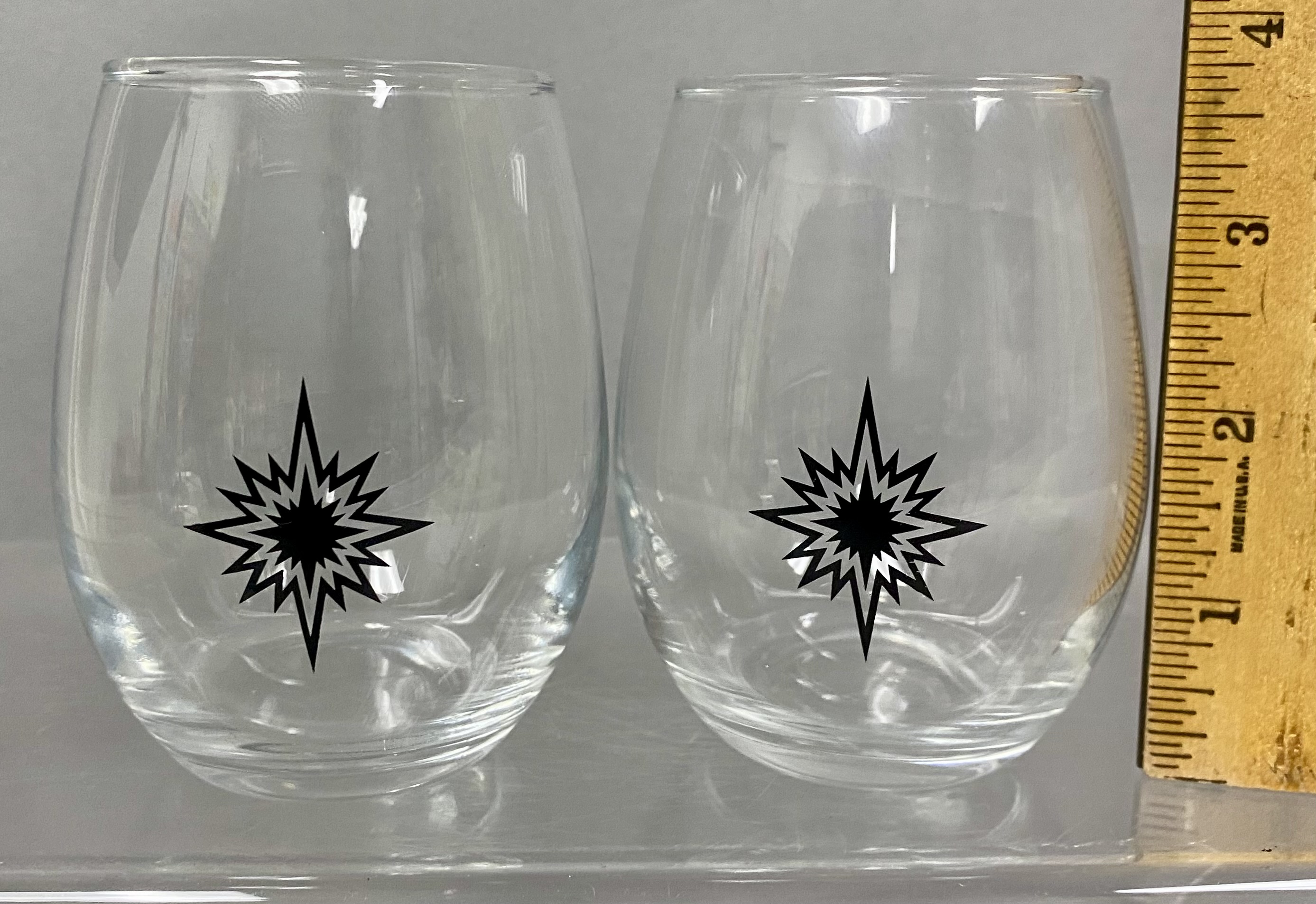 Starburst Atomic Pattern Stemless Wine Glasses