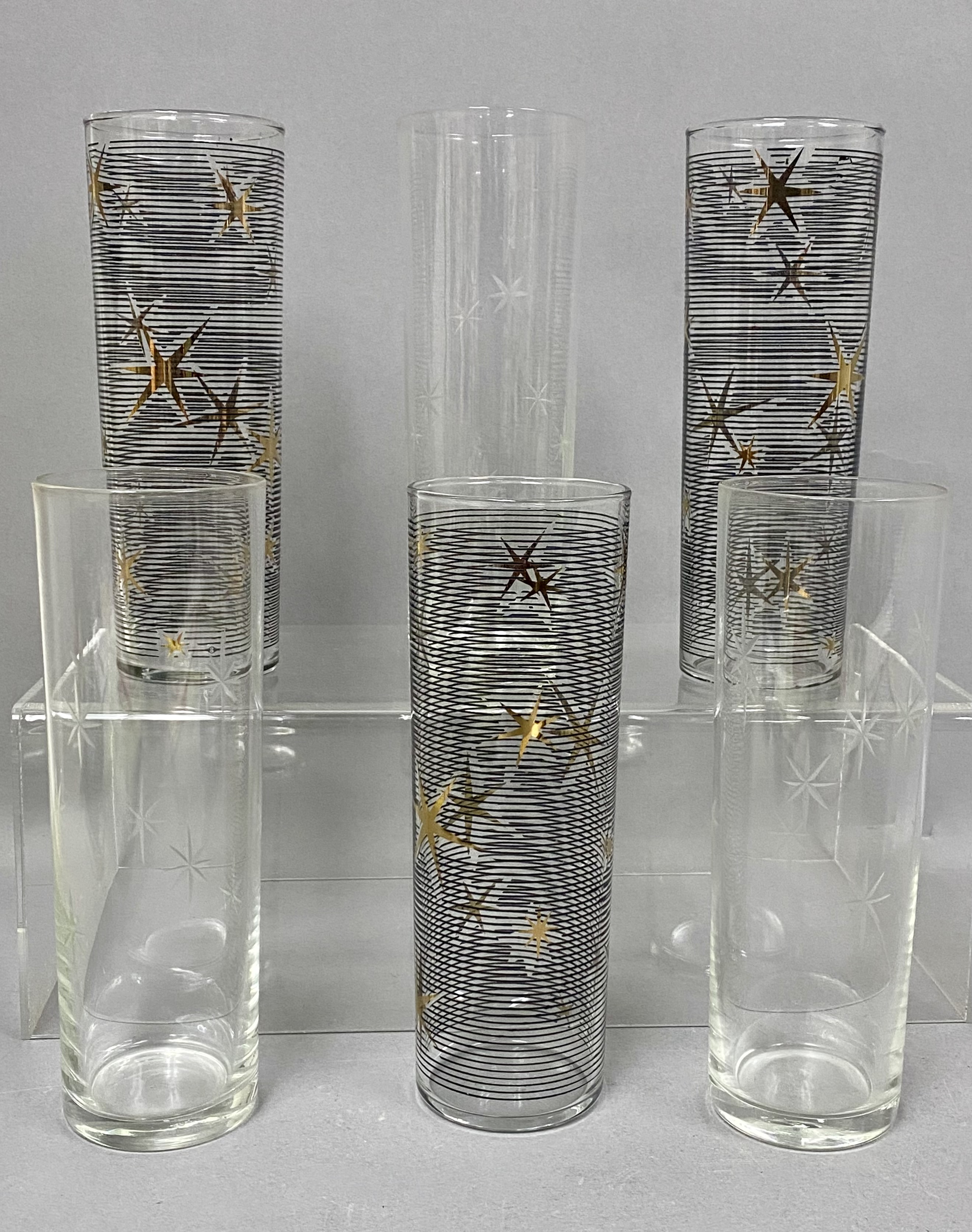 Mid-Century Atomic Starburst Collins Glasses