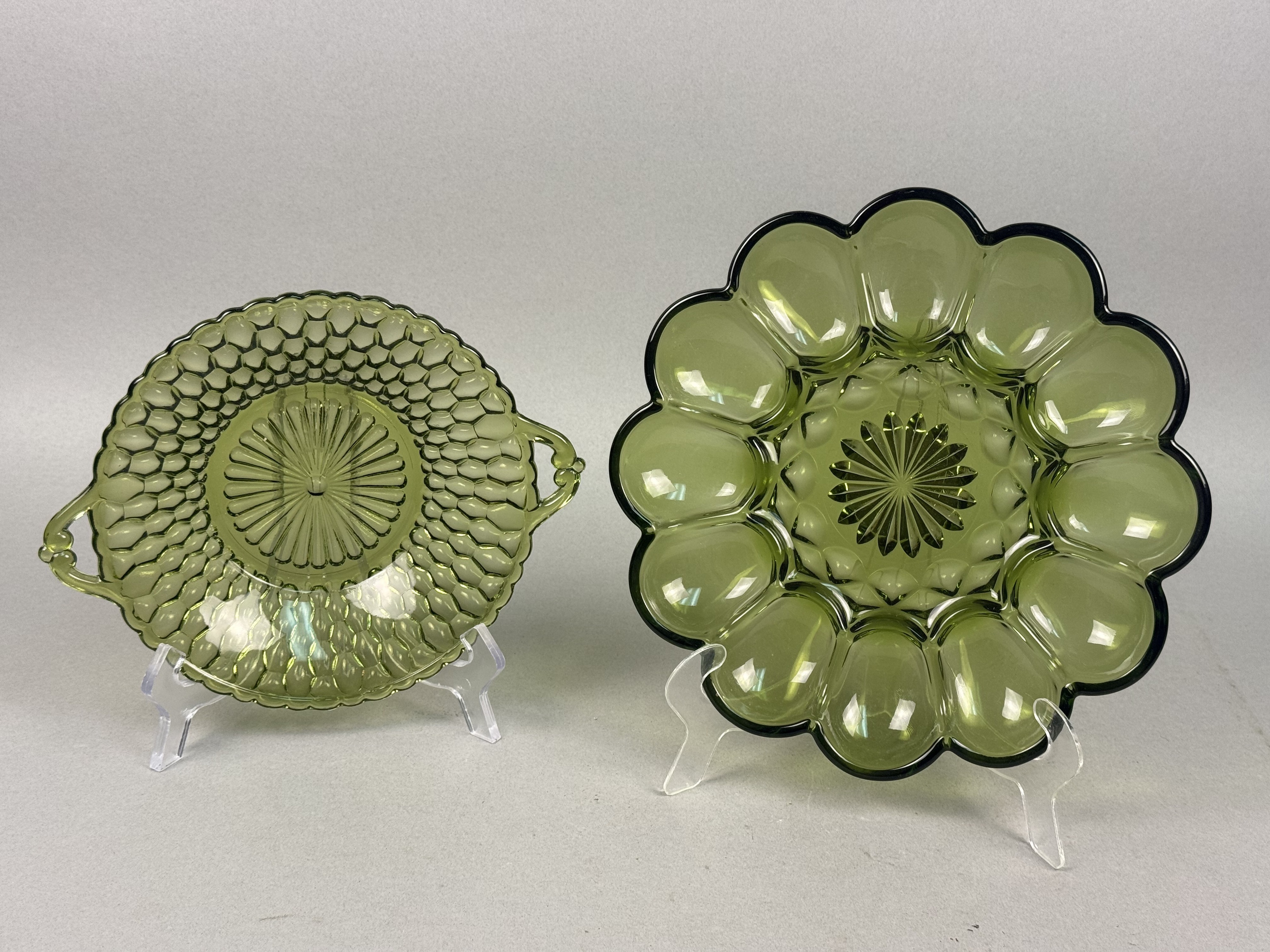 Indiana Glass Avocado Green Dish & Egg Plate