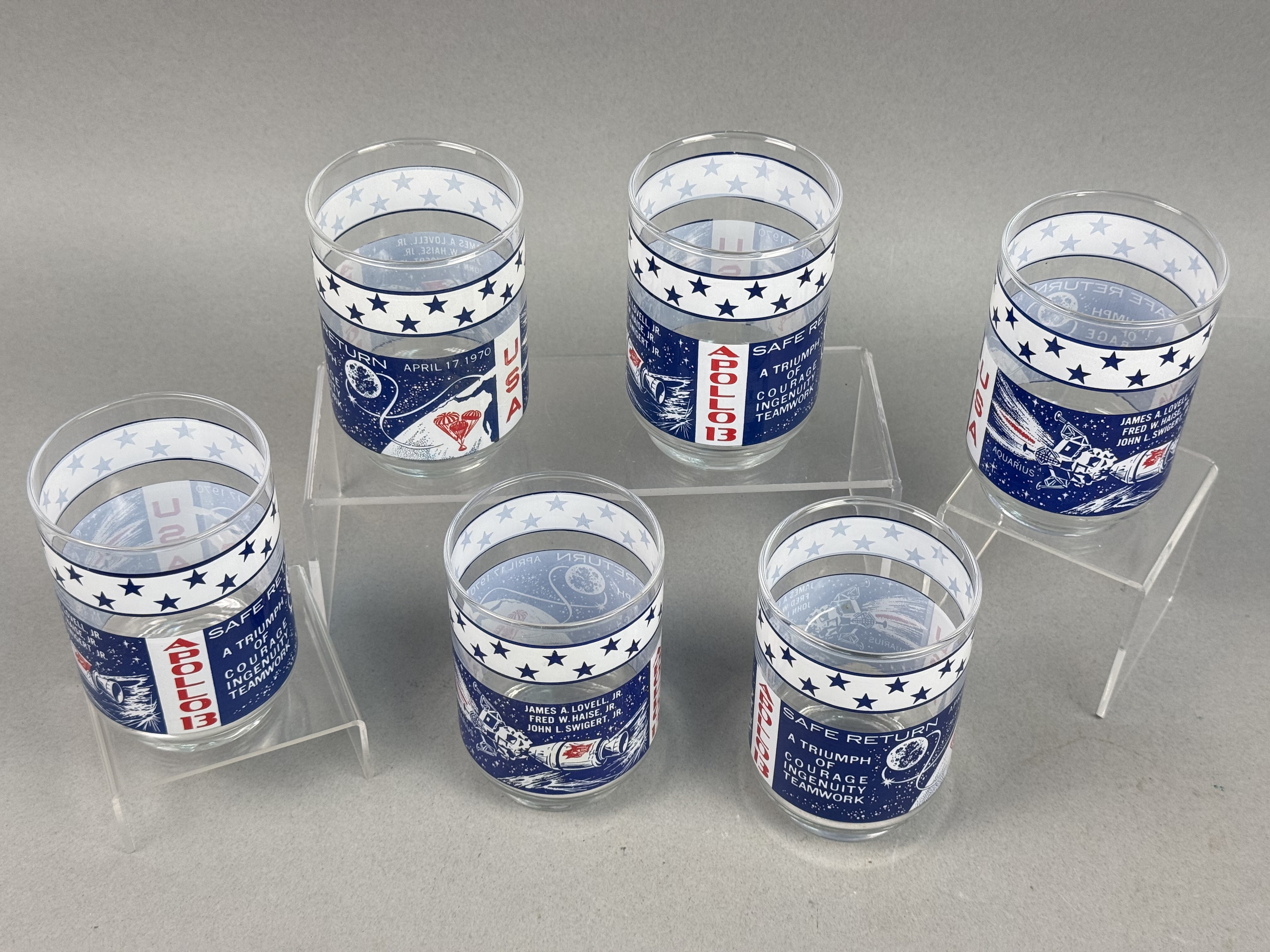 LIbby Apollo 13 Commemorative Glasses