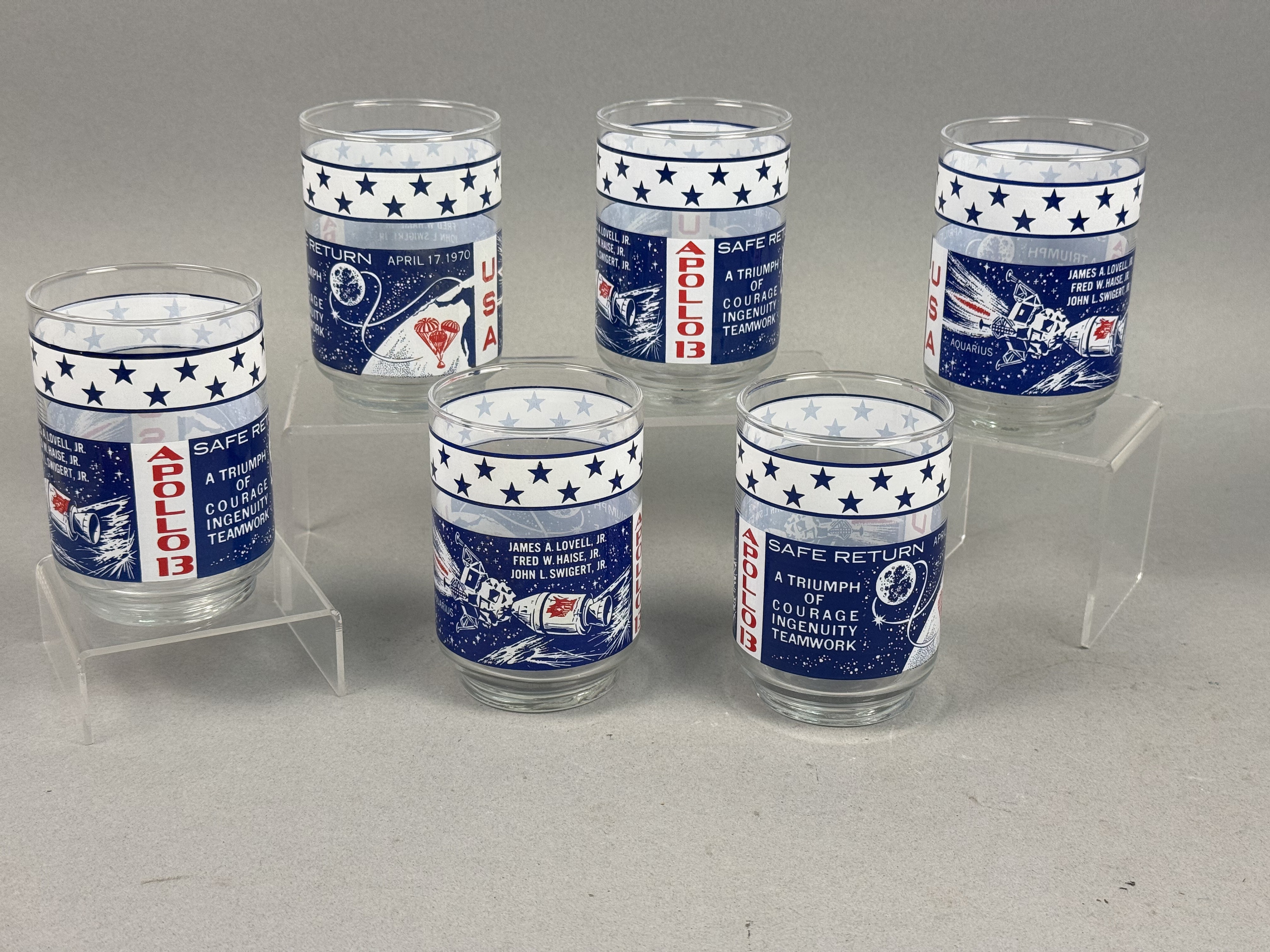 LIbby Apollo 13 Commemorative Glasses