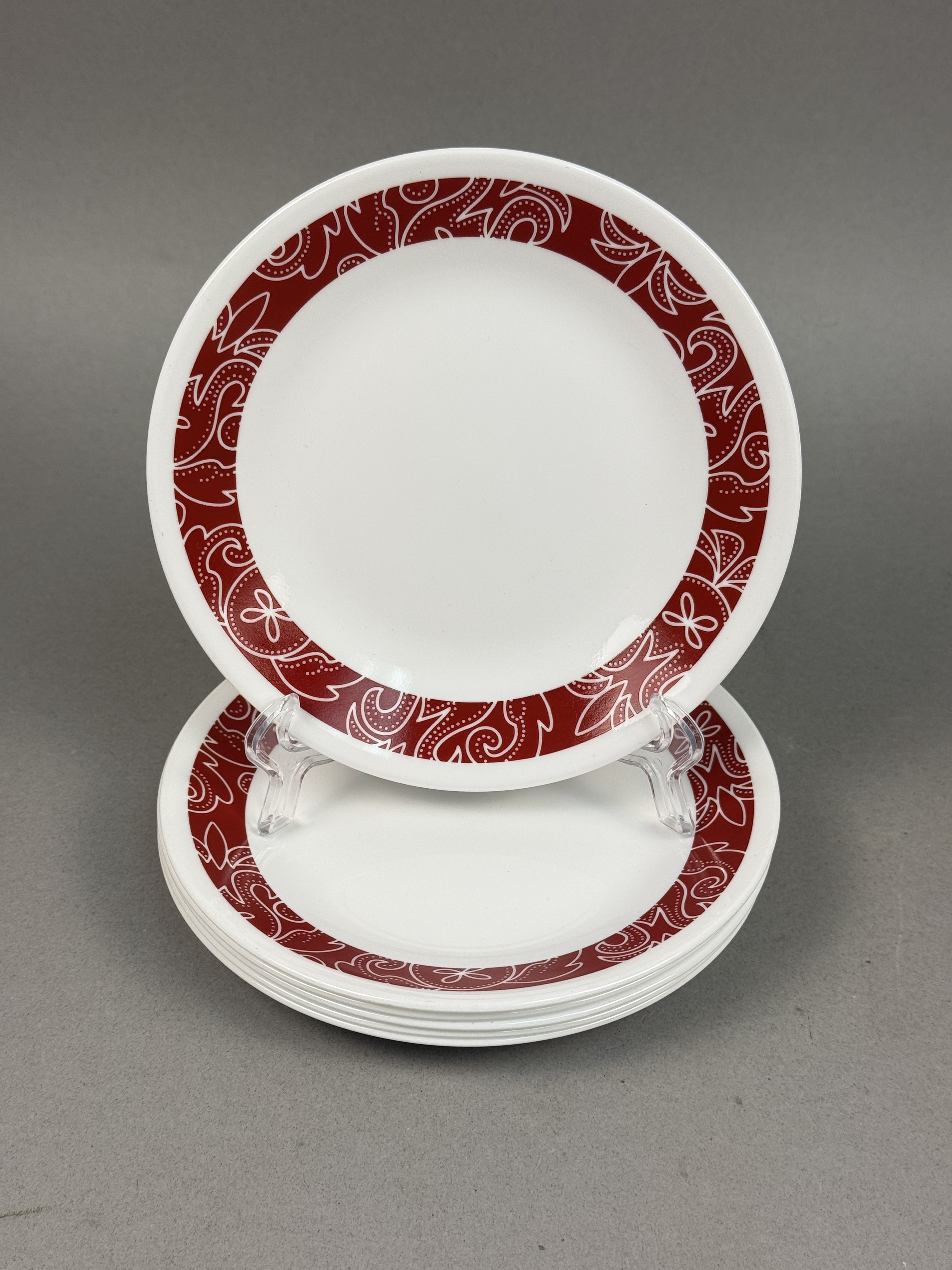 Corelle Bandhani Red Vitrelle Plates