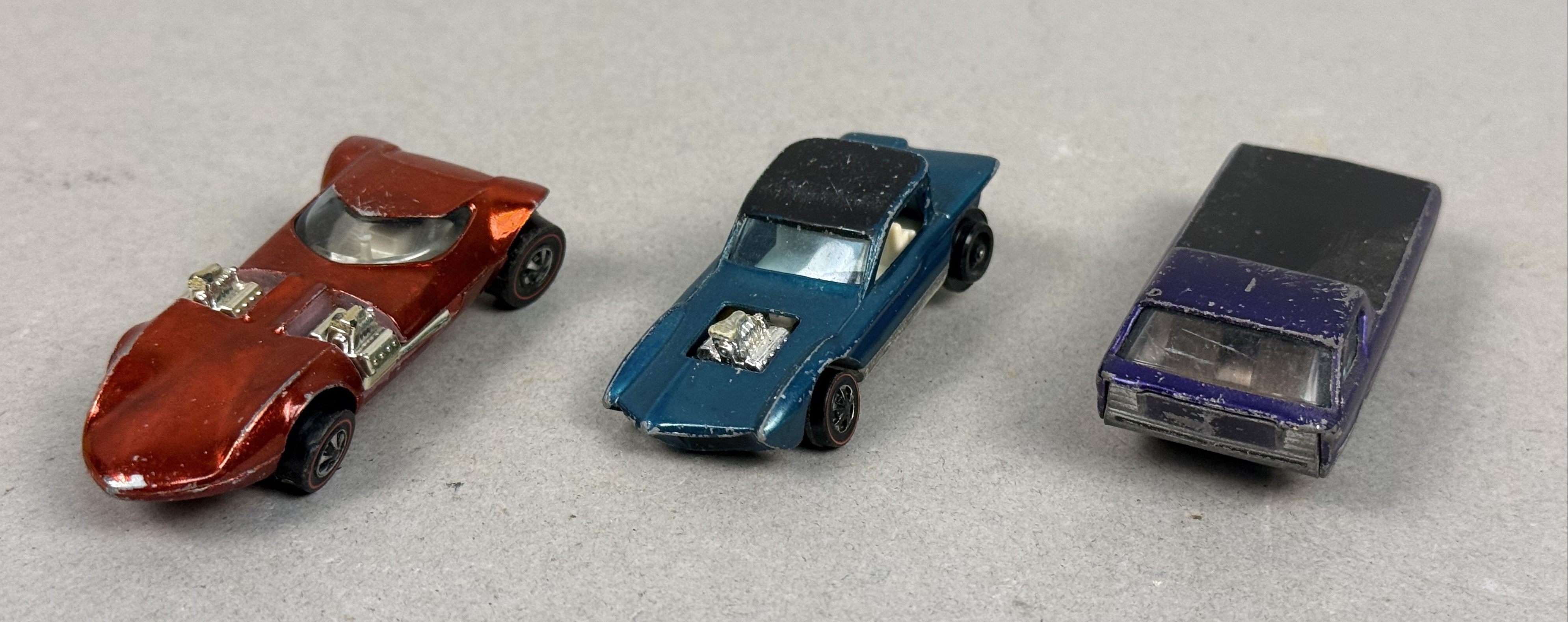 Three Mattel Redline Hot Wheels Cars