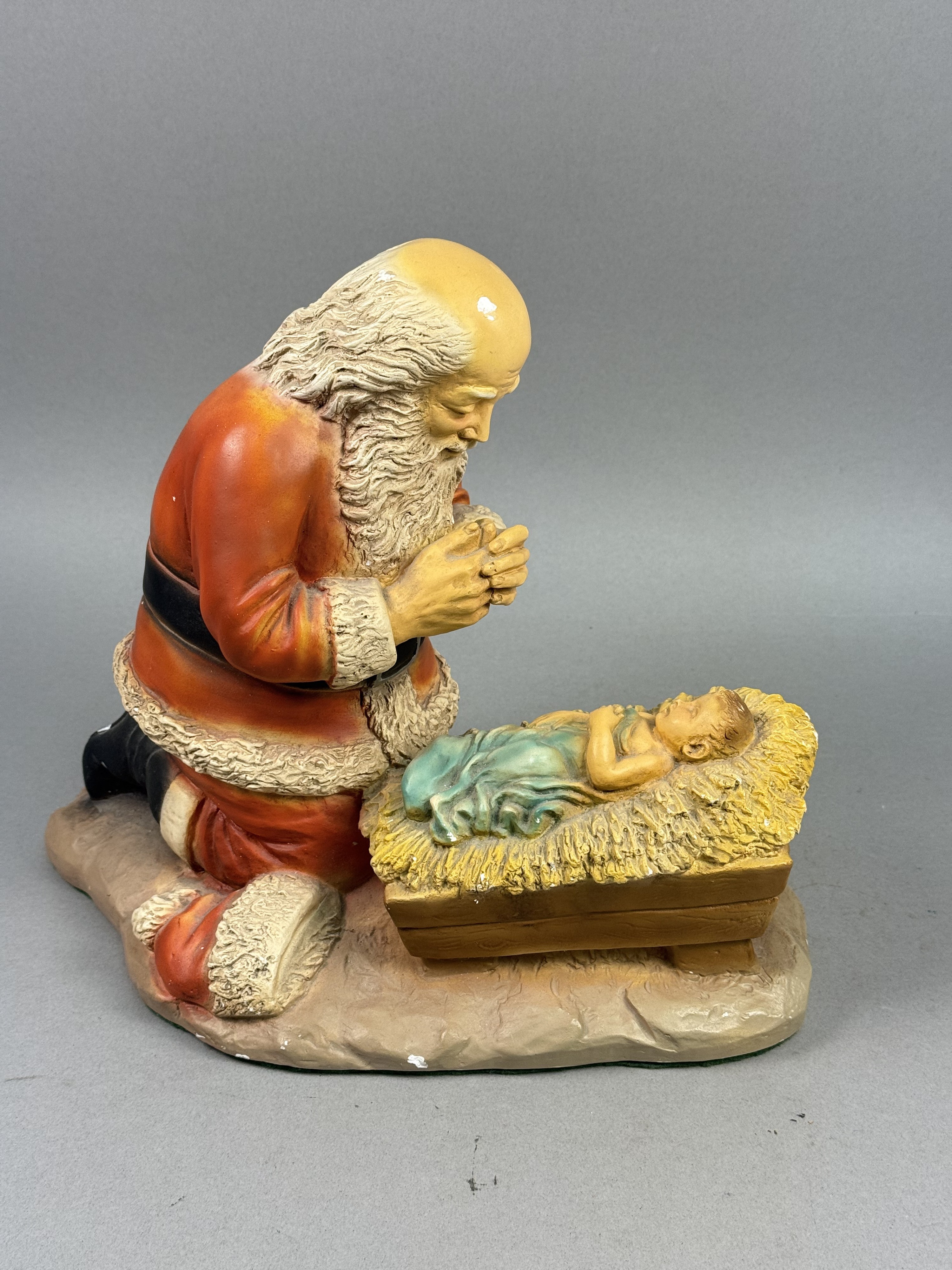 R. P. Gauer Kneeling Santa Ceramic Figurine