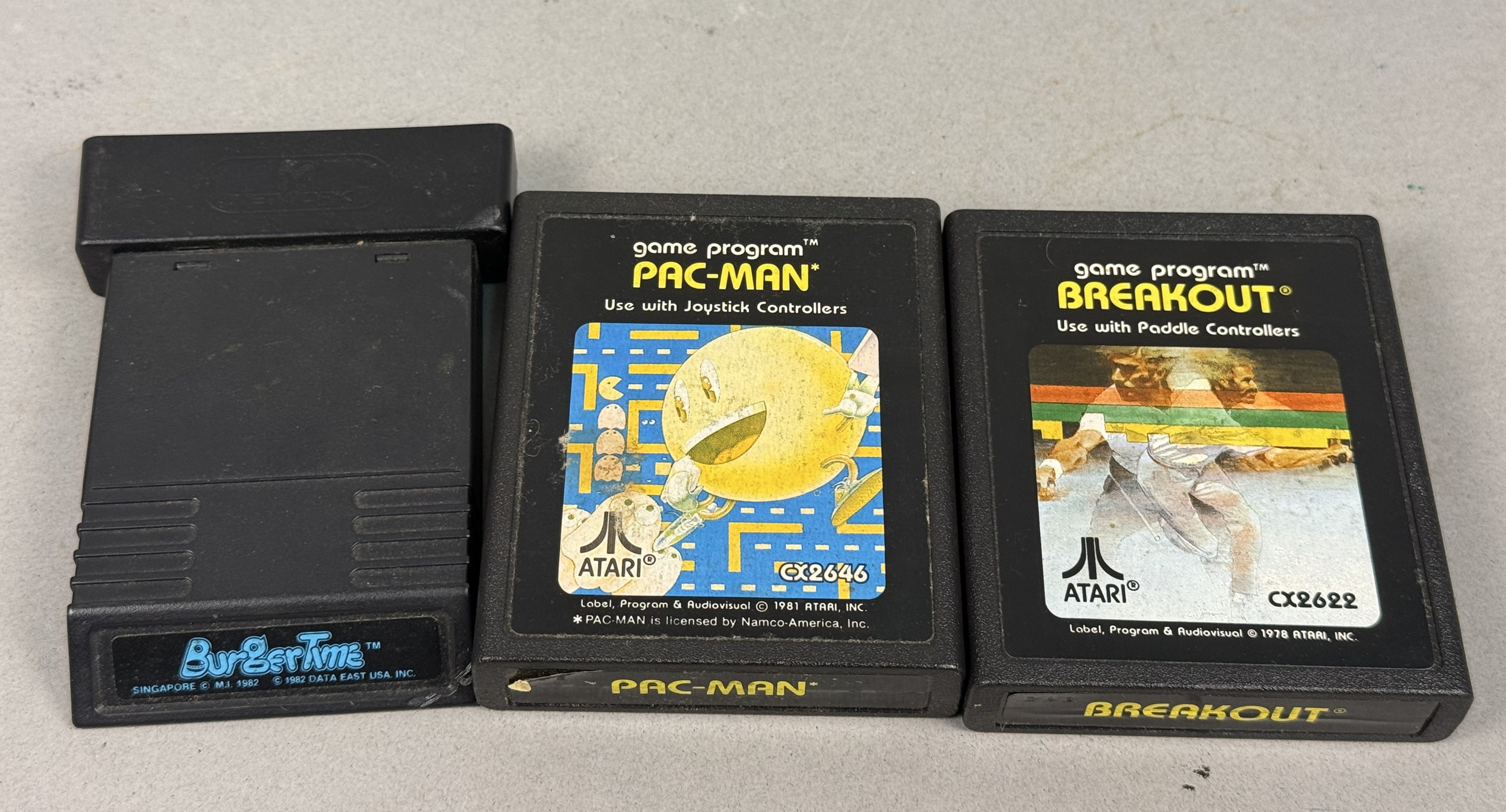 Three Atari 2600 Plastic Game Cartridges