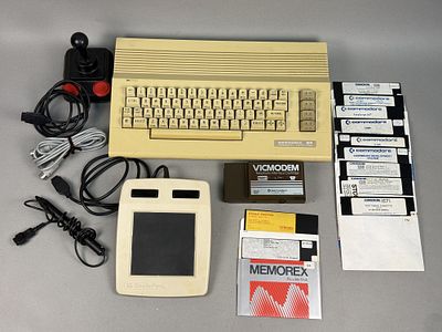 Commodore 64 Personal Computer Collection. A vintage Commodore 64 personal computer system 