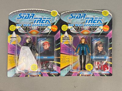 Playmates Star Trek Locutus and Dr. Crusher Figures. A pair of factory-sealed plastic action 