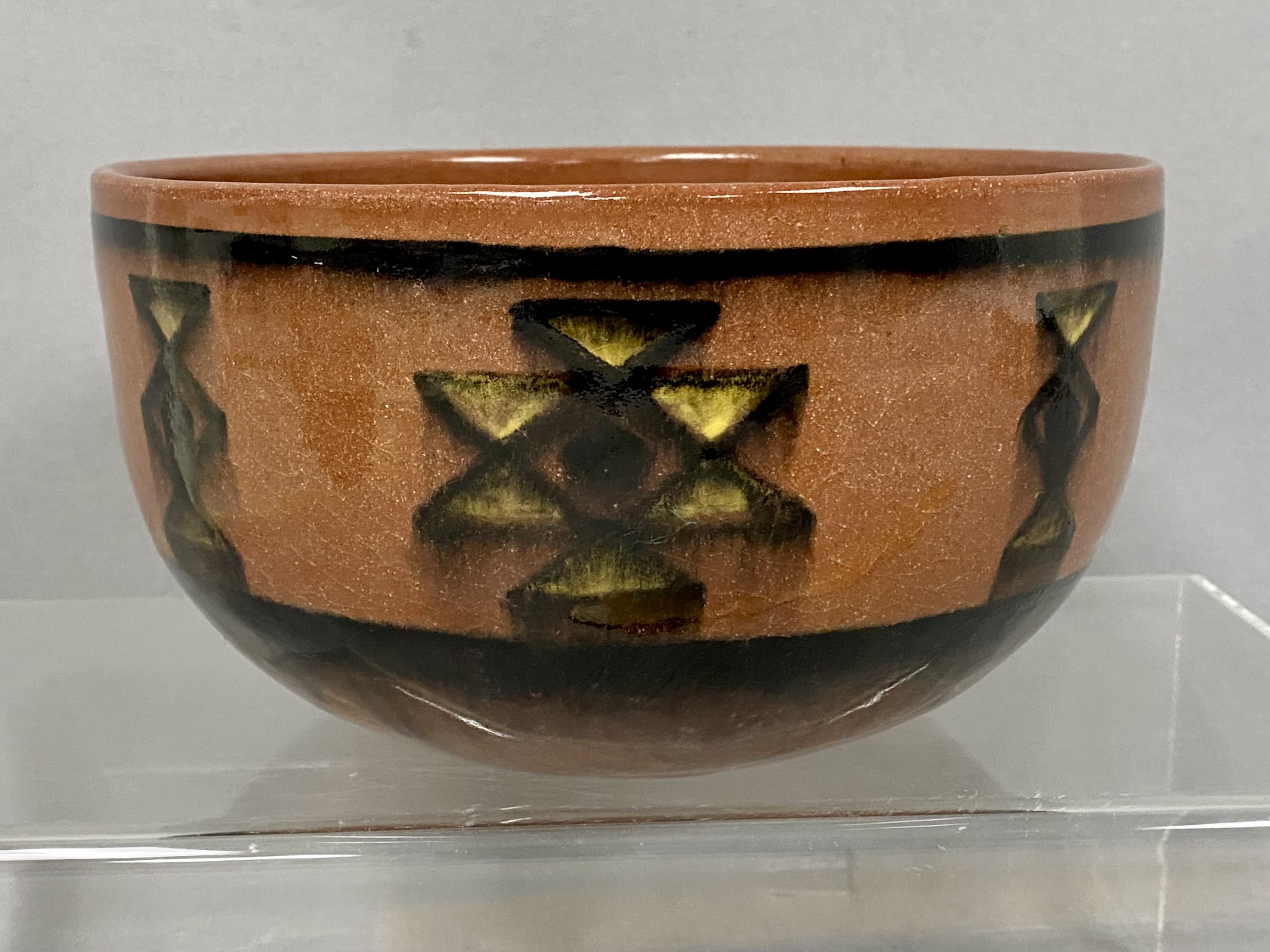Hugh Hope Painted Geometric Terracotta Bowl