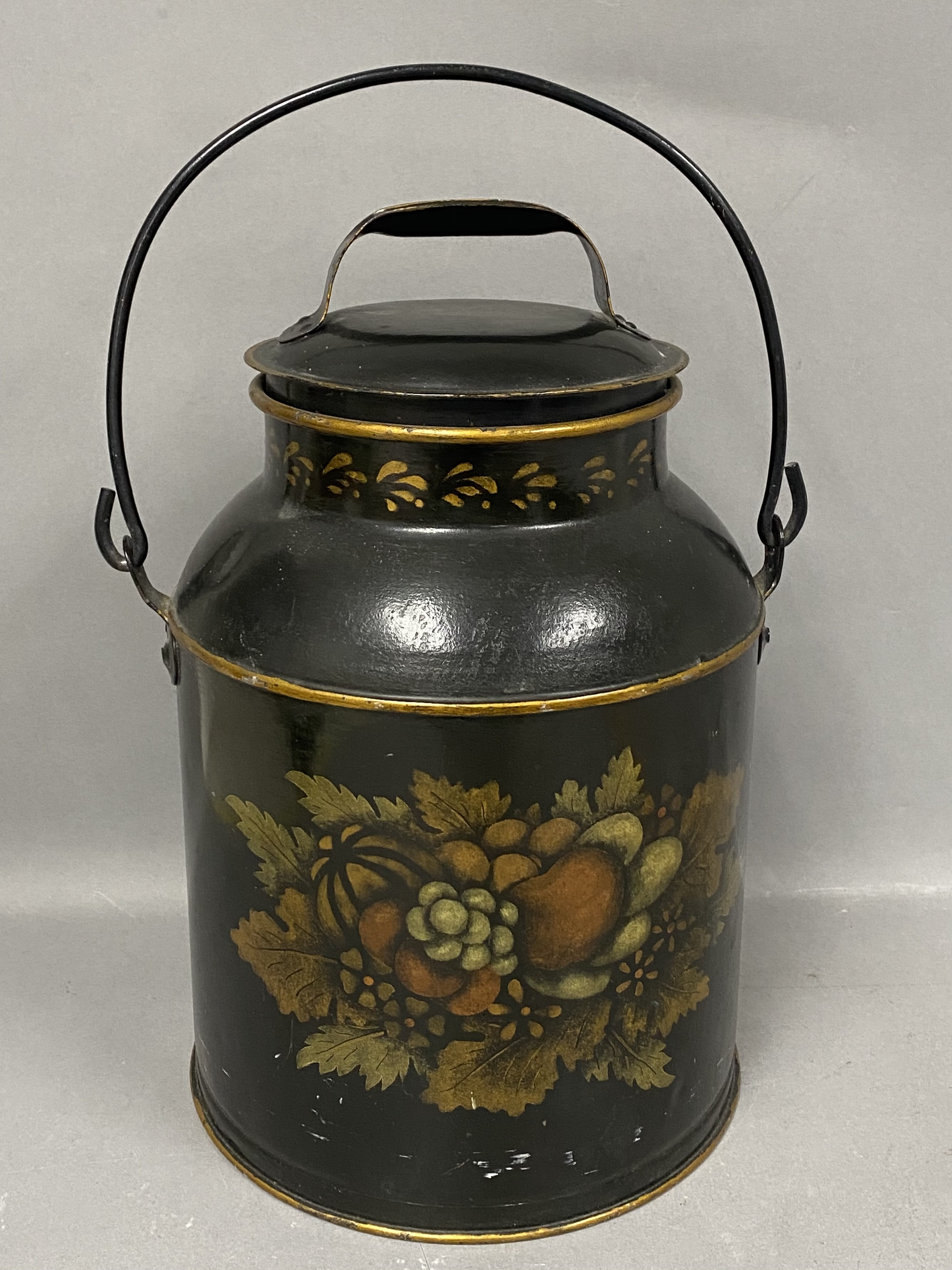 Hand-Painted Toleware Lidded Milk Can