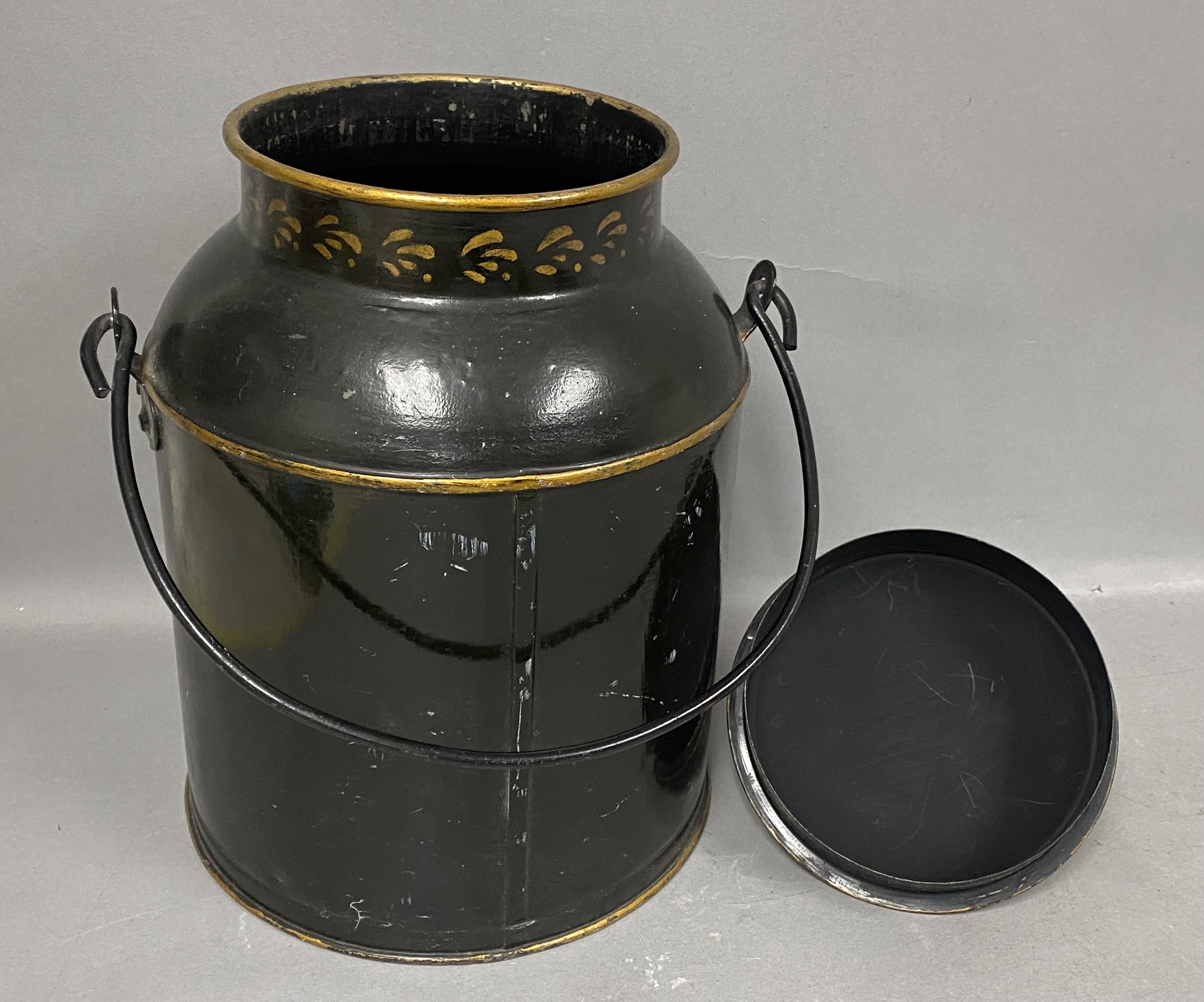 Hand-Painted Toleware Lidded Milk Can