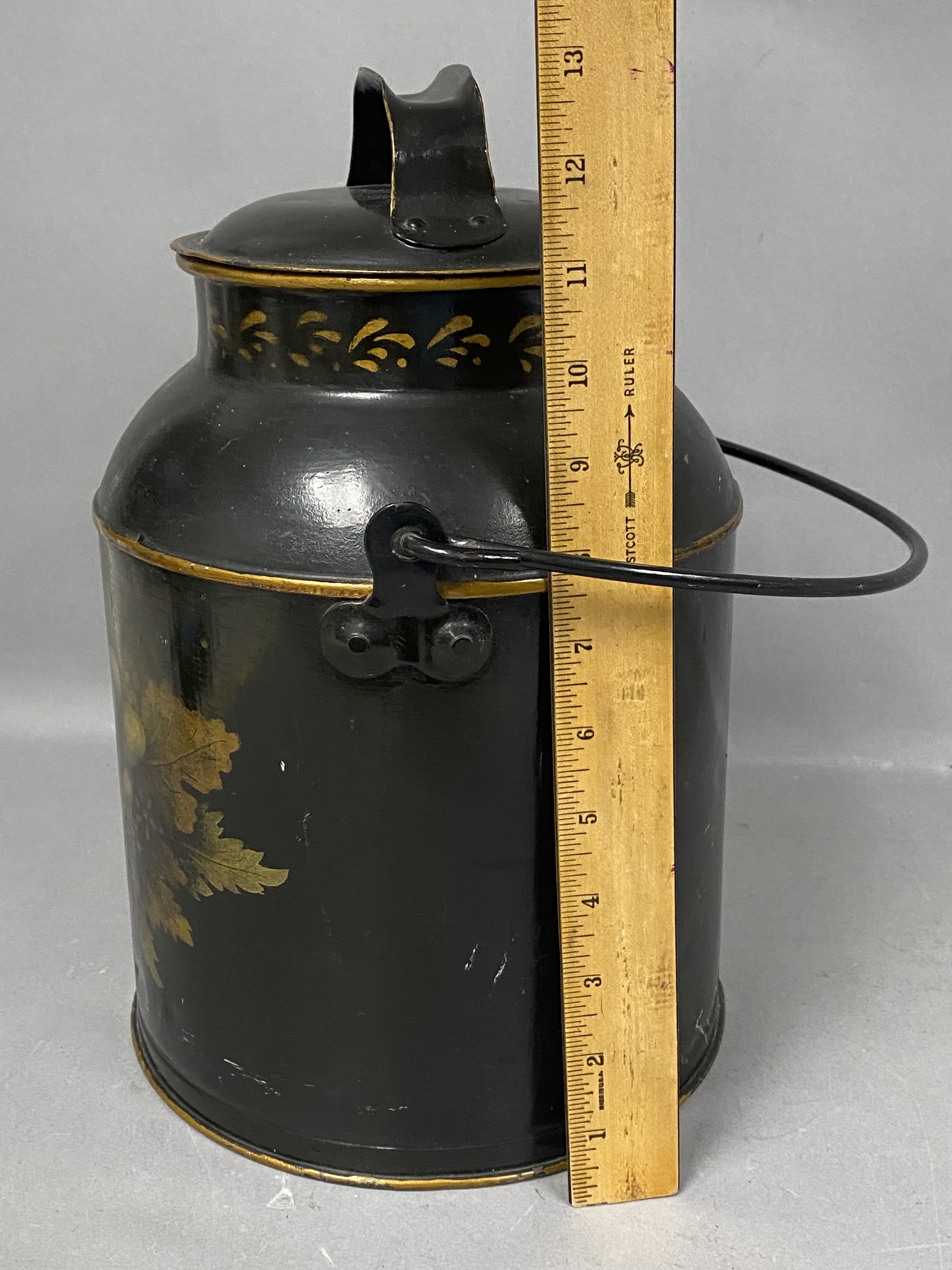Hand-Painted Toleware Lidded Milk Can