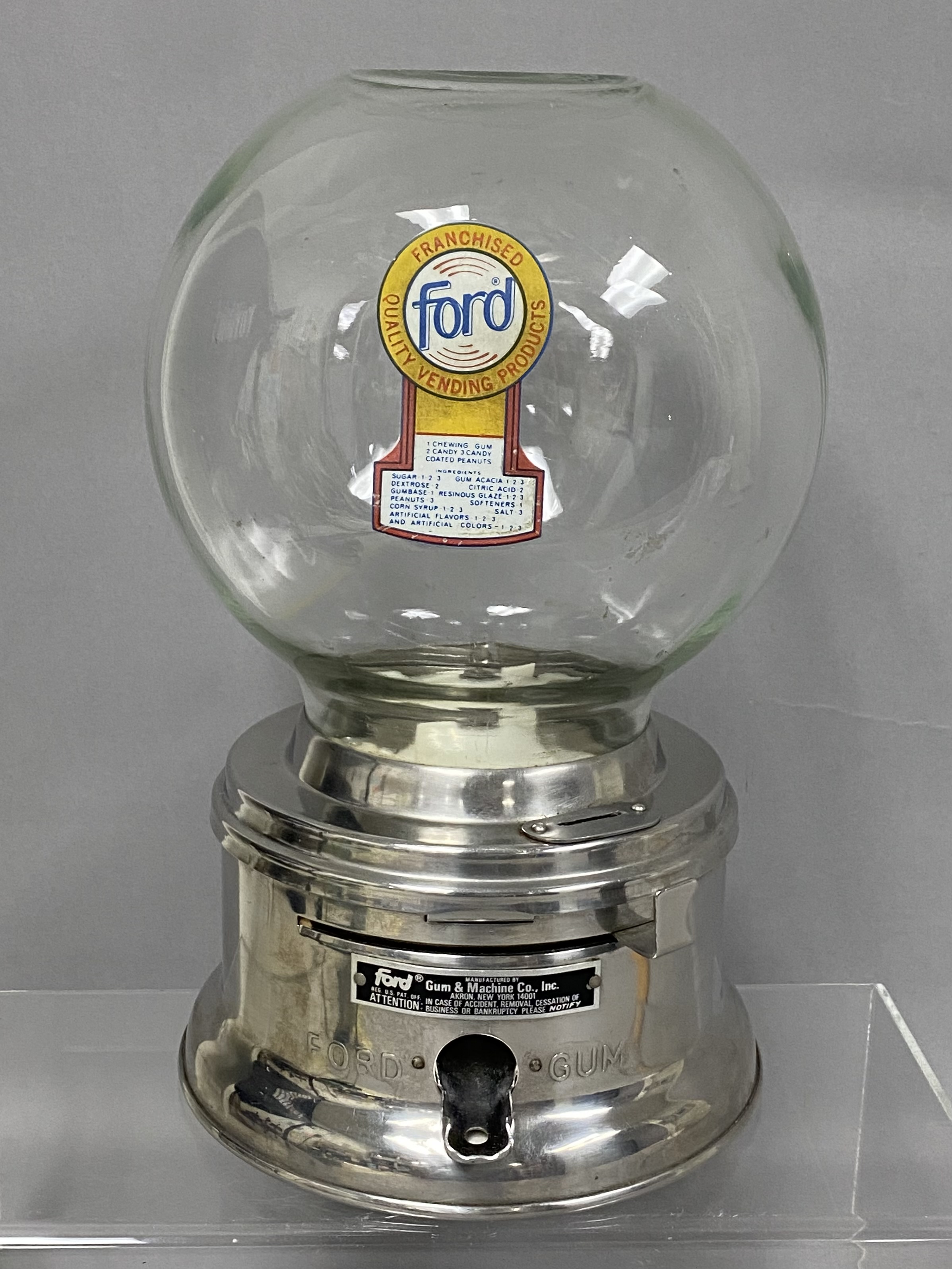 Ford Gum Glass Globe Vending Machine