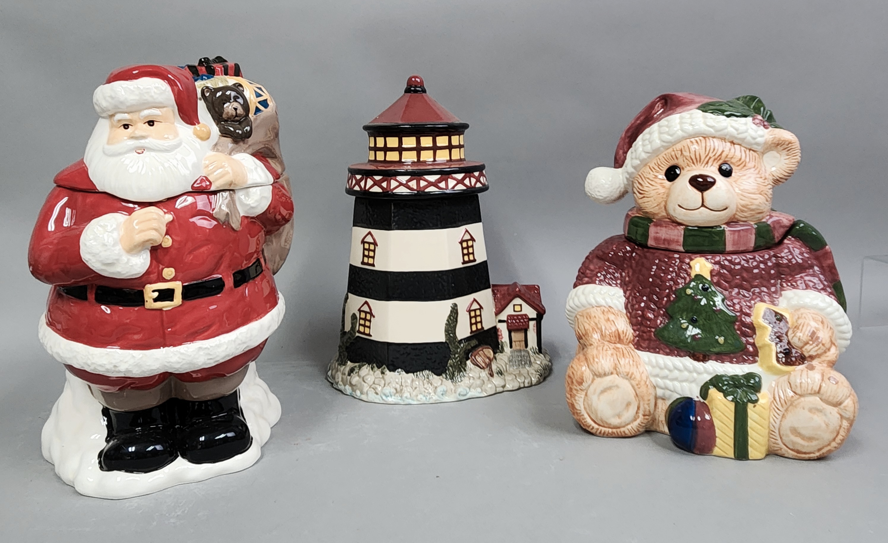 Christmas & Light House Cookie Jars