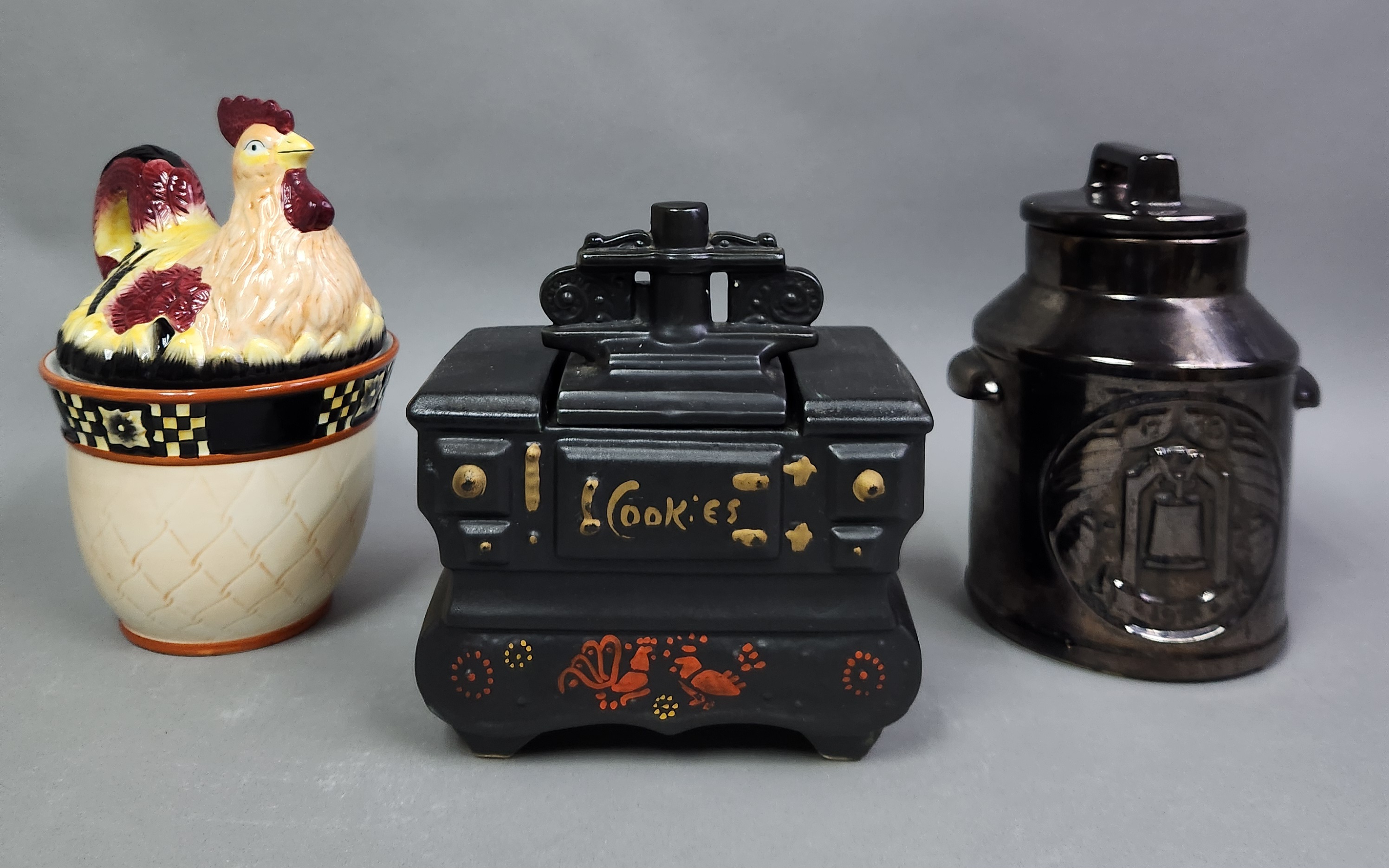 Trio of Ceramic Themed Novelty Jars