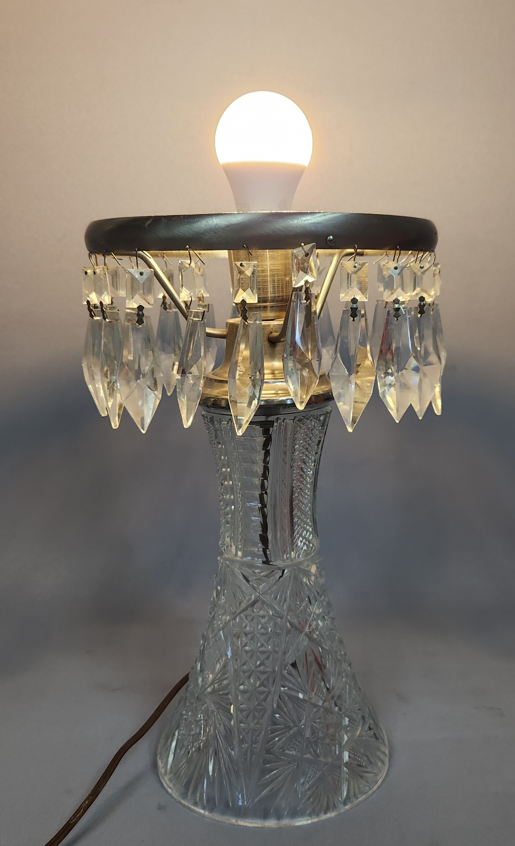American Brilliant Cut Crystal Table Lamp
