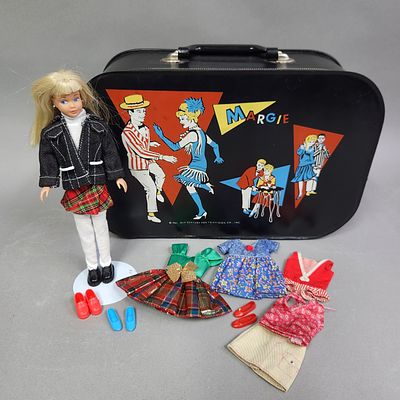 1960s Skipper & Margie Vinyl Suitcase. A collection featuring Mattel's Skipper and an assortment 