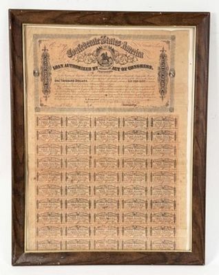 1864 Civil War Confederate $1,000 Bond Sheet. 1864 Civil War Confederate States $1,000 Bond 