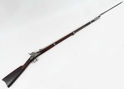 U.S. Civil War Springfield Model 1864 Musket with Bayonet. Caliber: 58 Cal. Stamped with, "1864 