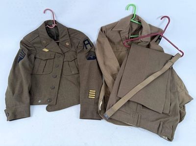 World War II Uniform & Field Shirt. (1) World War II US Army Core of Engineers Tech Sergeant Ike 