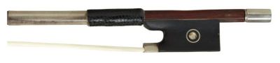 German Silver-Mounted Violin Bow. The octagonal stick illegibly stamped at the butt, the ebony 