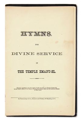 (AMERICAN JUDAICA).
Hymns for Divine Service in the Temple Emanu-El. FIRST EDITION. pp. 71, 