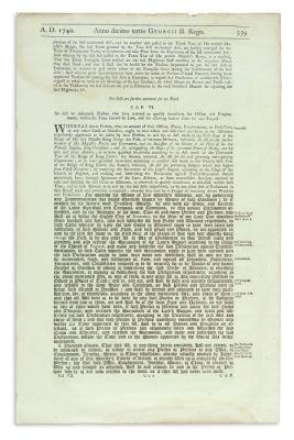 (ANGLO-AMERICAN JUDAICA).(British Parliamentary Act.) “Cap. VII. An Act for naturalizing such 