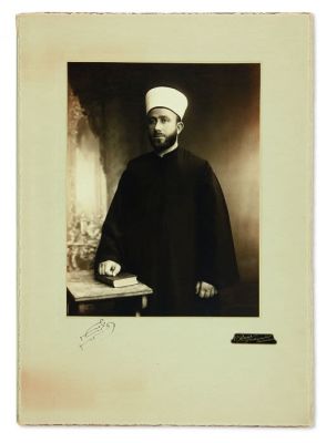 AMIN AL-HUSSEINI, MOHAMMED(Grand Mufti of Jerusalem, 1897-1974). Three-quarter length 