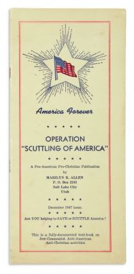 (AMERICAN-JUDAICA).
(Anti-semitica). Marilyn R. Allen. America Forever. pp. 40. Original 