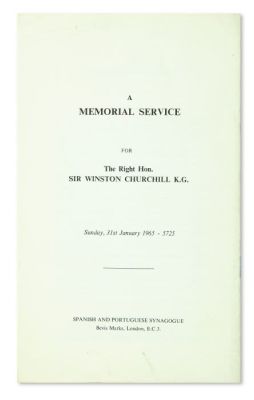 (ANGLO-JUDAICA).A Memorial Service for the Right Hon. Sir Winston Churchill, K.G. Sunday, 31st 