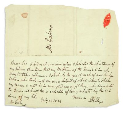 (ANTISEMITICA).
An Apology from a Christian to a Jew. Autograph Letter Signed, written in 