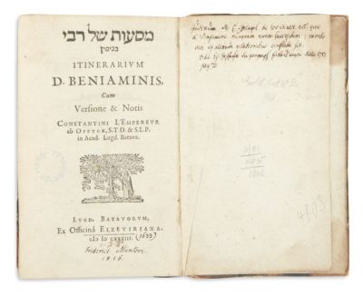 BENJAMIN OF TUDELA.
Masa’oth shel Rabi Benyamin - Itinerarium D. Beniaminis. First Elzevier 