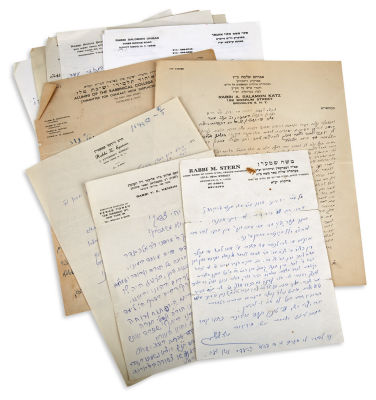 (AMERICAN RABBIS). Group of c.12 Autograph Letters Signed written by US-based Orthodox Rabbis. A 