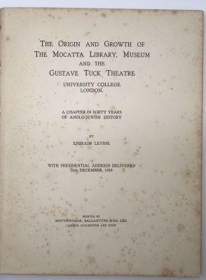 (ANGLO-JUDAICA). 
Levine, Ephraim. The Origin and 