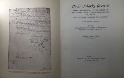 (ANGLO-JUDAICA). Bevis Marks Records; Being Contributions to 
