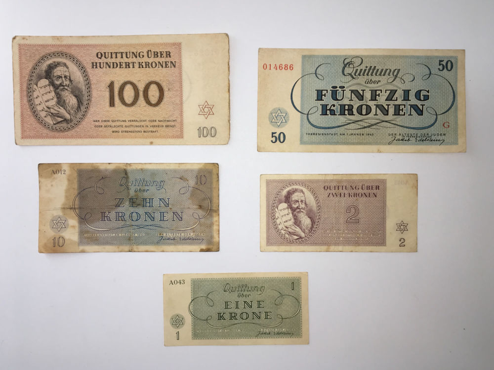 (HOLOCAUST). 
Concentration camp currency from Theresienstadt (Terezin), Czechoslovakia. 
GROUP 