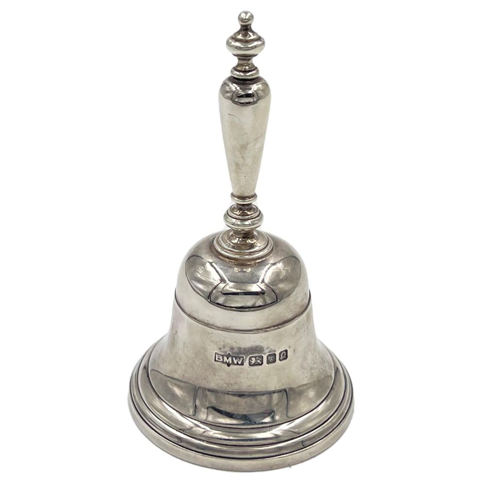 Lot 190: A SMALL SILVER TABLE BELL, LONDON, BARRY M.WITMOND,...