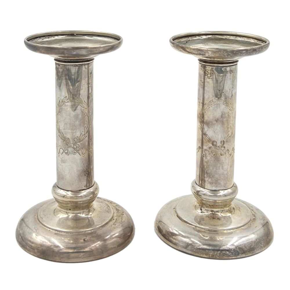 Lot 224: A PAIR OF STERLING OF SILVER CANDLESTICKS IN...