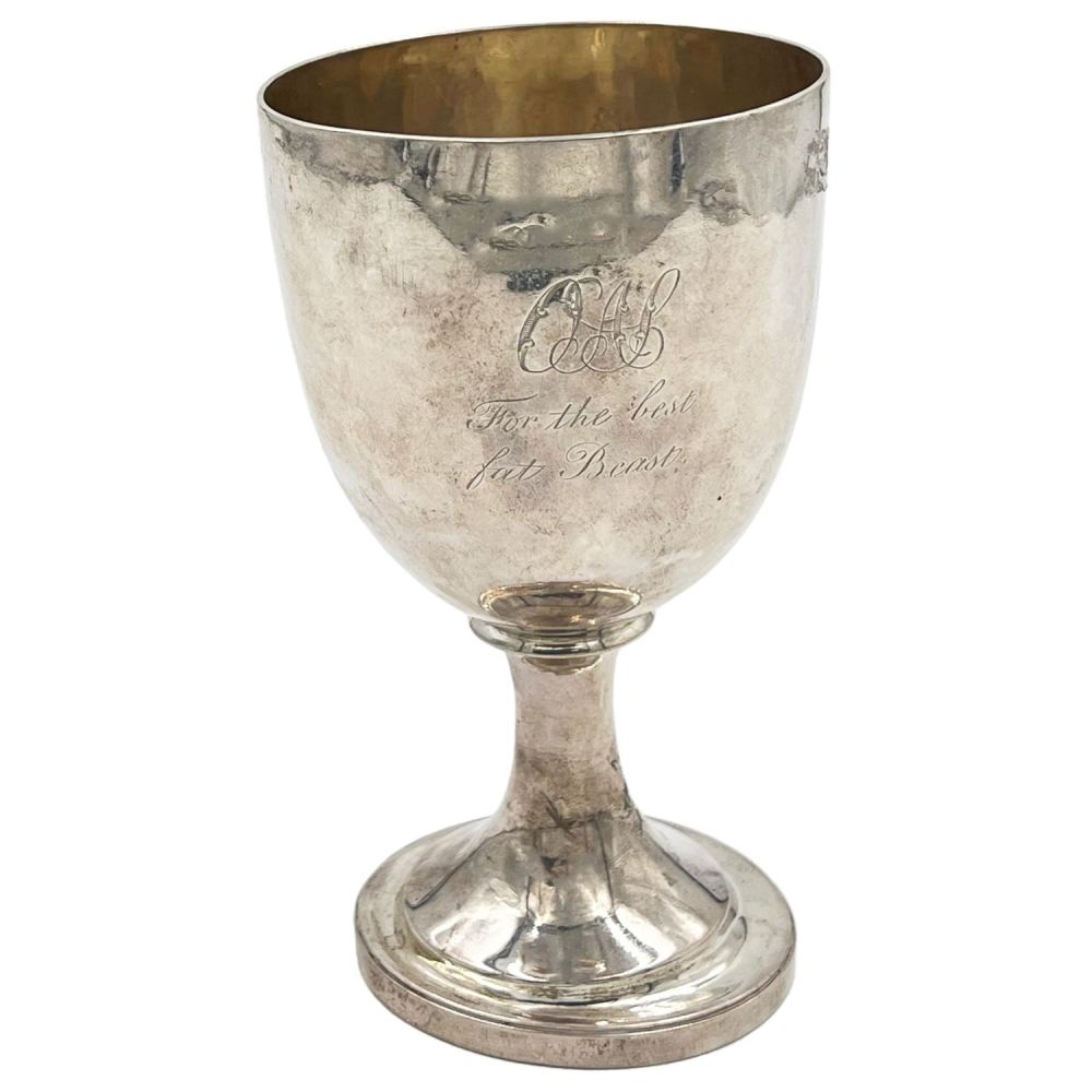 Lot 236: A GEORGIAN SILVER GOBLET WITH AGRICULTURAL INTEREST AND...