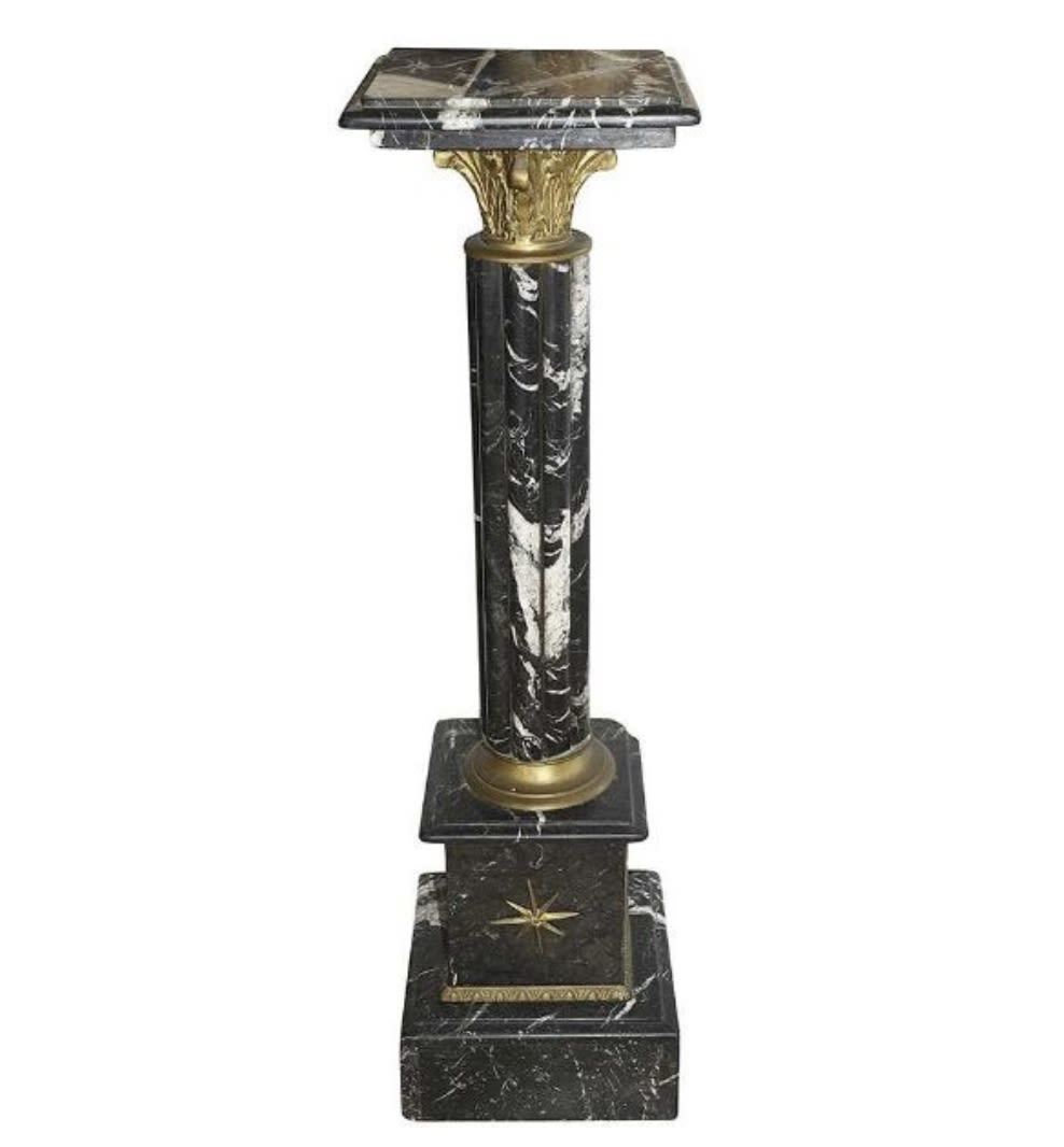 Lot 249: MARBLE AND ORMOLU MOUNTED FLOOR STANDING PEDESTAL