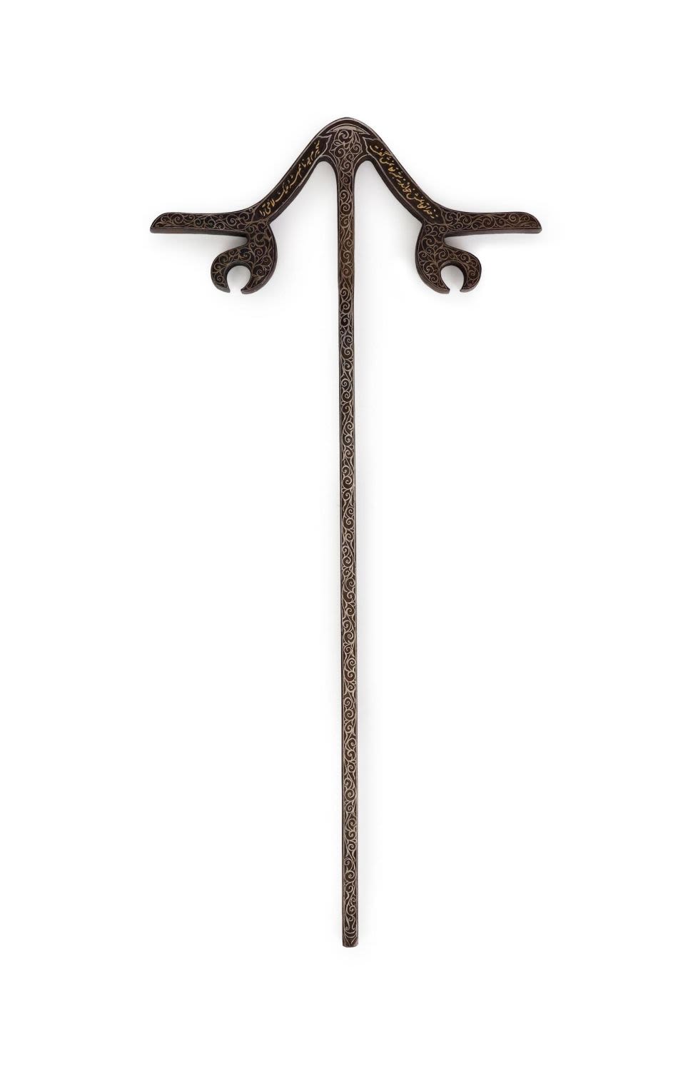 Lot 253: LATE 19TH CENTURY STEEL AND SILVER INLAY DERVISH...