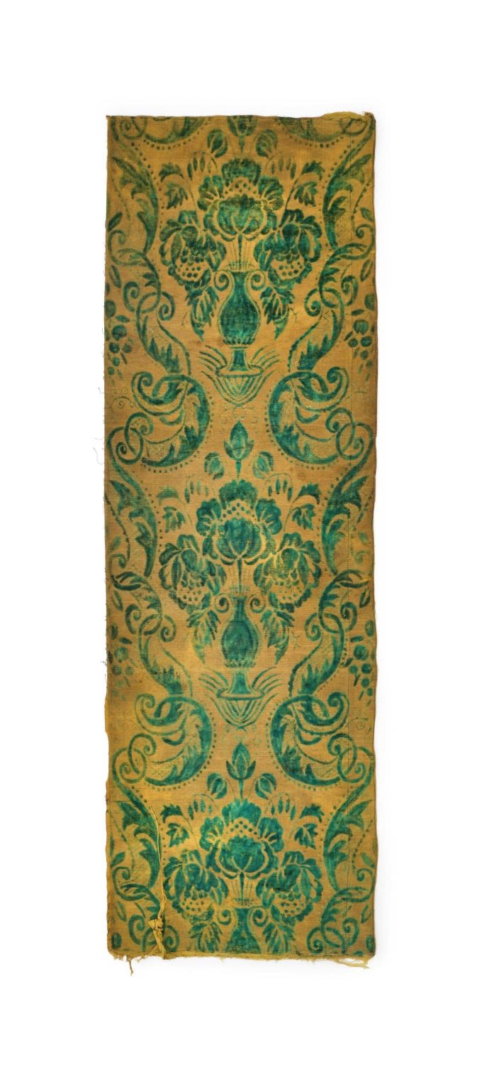 Lot 270: A GREEN VELVET OTTOMAN TEXTILE, POSSIBLY BURSA