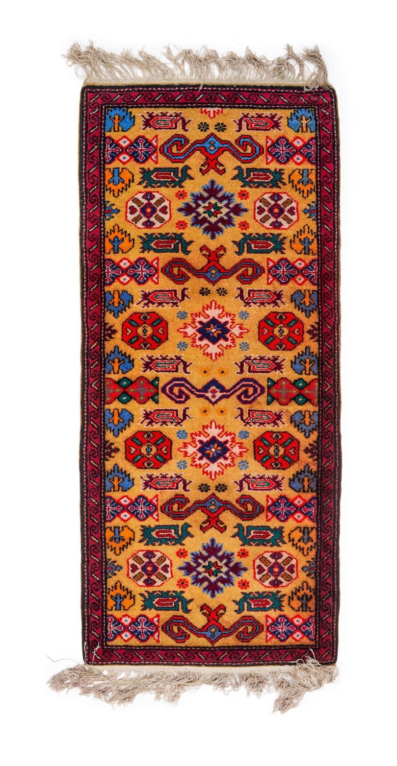 Lot 274: A HAND KNOTTED MULTI COLOUR RUNNER RUG, PROBABLY...