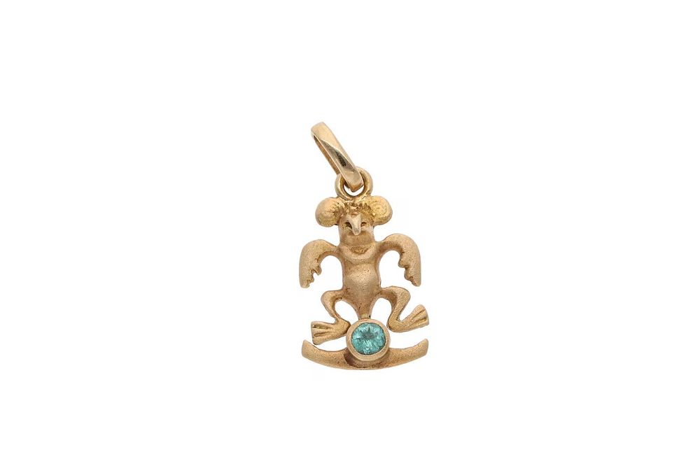 Lot 192: 18ct Gold and Topaz Bird Pendant/Charm