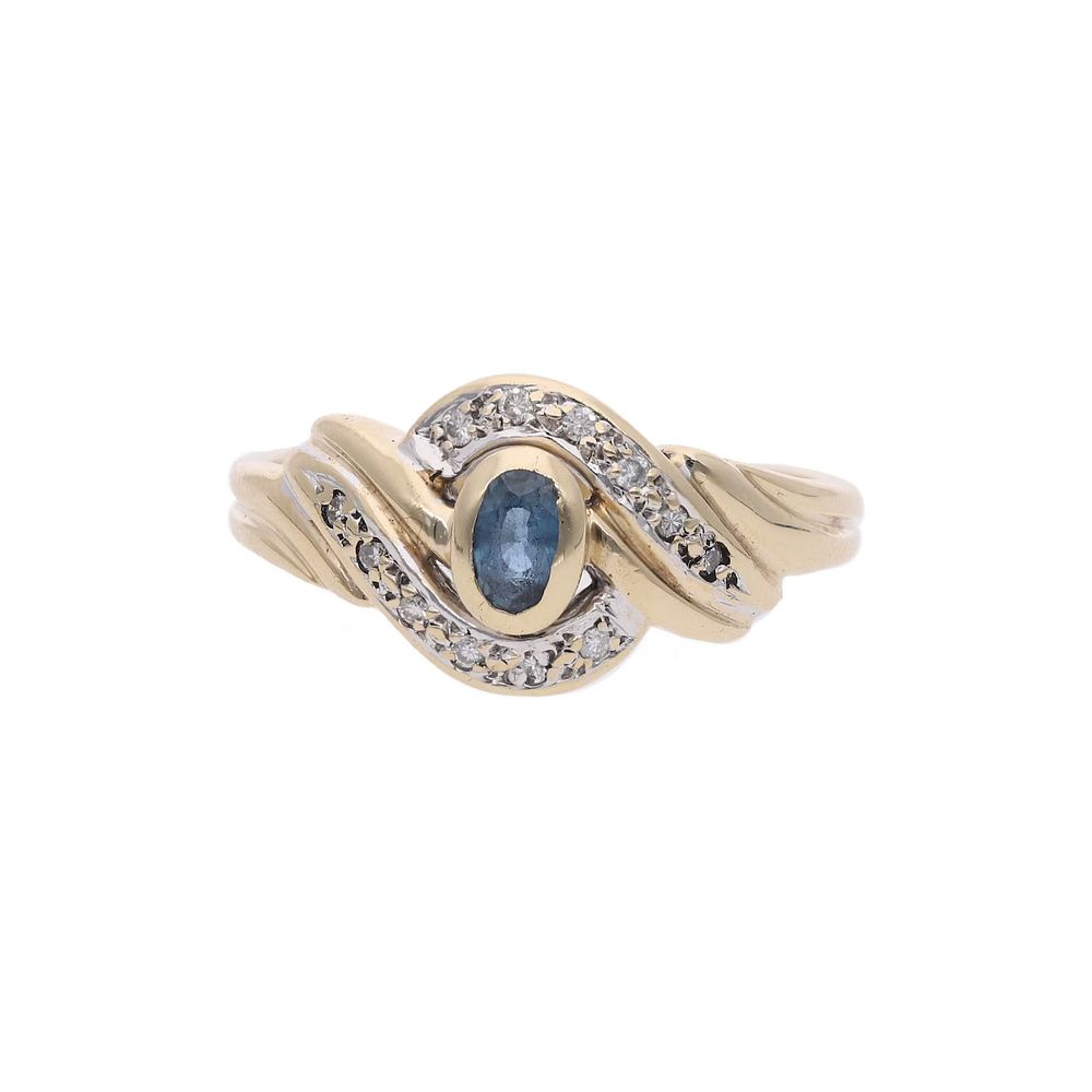 Lot 250: 9ct Gold Sapphire and Diamond Ring, Size P.